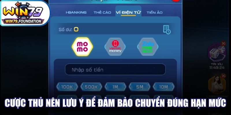 Nạp Tiền Win79 Dễ Dàng Qua Đa Dạng Kênh Thanh Toán 3 Cược thủ nên lưu ý điều này để đảm bảo chuyển đúng hạn mức