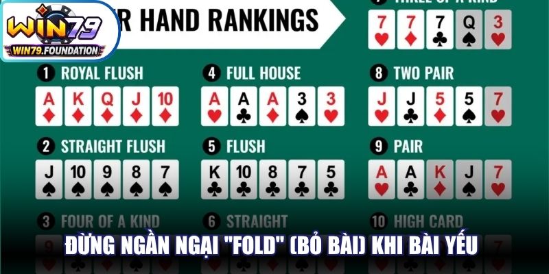 Poker Online - Phiên Bản Casino Online Hiện Đại Gây Sốt 3 Đừng ngần ngại "Fold" (Bỏ bài) khi bài yếu để có cơ hội thắng