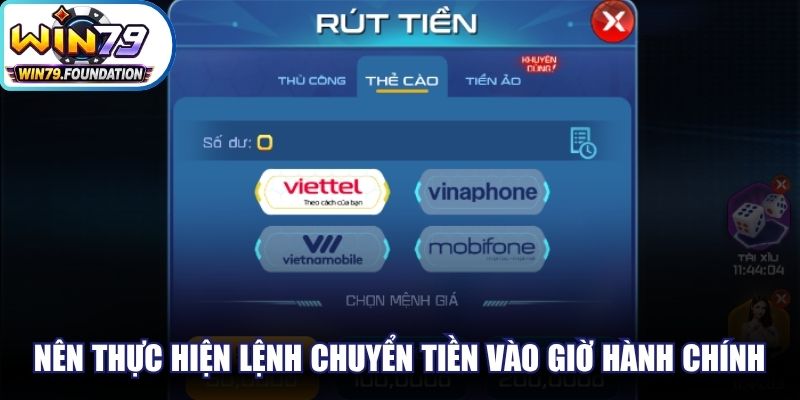 Nên thực hiện lệnh chuyển tiền vào thời gian giờ hành chính